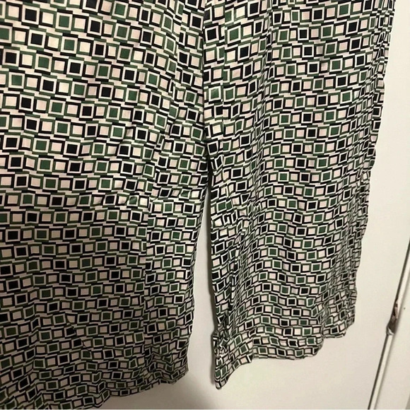 Zara geometric wide leg pants black cream green size S - Picture 2 of 7
